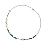 Abaodam Boho perlenkette Damen Handgefertigt Bunte Schmuck Halskette mit Grünen Halbedelsteinen Langlebig und Stilvoll für Alltag Party Geschenk für Frauen und Mädchen