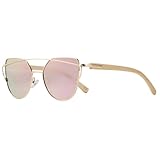 AKDJGFP Sonnenbrille Polarisierte Sonnenbrille Holz Cat Eye Damen Sonnenbrille Cat Eye Lady Fashion Sun Shades