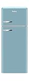 Amica KGC 15632 T Retro Kühl-/Gefrierkombination / Ice Blue (Türkis) / 144cm (H) x 55cm (B) x 62cm (T) / Retro-Design / Kühlschrank mit Gefrierfach