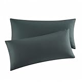Aisbo Kissenbezug 40 x 80 2er Set - Kopfkissenbezug 40x80 Anthrazit mit Reißverschluss aus Mikrofaser, ÖKO-TEX Kissenhülle 40x80cm, Weich und Bügelfrei