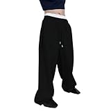 Jogginghose Herren Baggy Einfarbig Hosen Weites Bein Sweatpants Elastische Taille Trainingshose Lang Sporthose mit Taschen und gummizug Sporthosen Bequeme Freizeithose Y2k Streetwear Herbst Winter