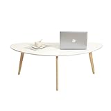 Locdeiko Ovaler Couchtisch, Couchtisch aus Holz, Mitte des Jahrhunderts, modern für Wohnzimmer, nordischer Stil, Couchtisch (weiß, klein)
