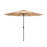 Sonnenschirm Balkon 270 cm UPF 50+, Strandschirm Mit Kurbel Knickfunktion Gartenschirm Marktschirm Poolschirm Terrassenschirm(Khaki)