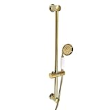 Brausestangenset, Wassersparender Duschkopf, Wandhalterung 360° drehbare Handbrausehalter, Handbrause mit Schiebestange, für Familienbäder, Hotels, Fitnessstudios Gold