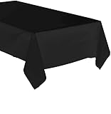 QQOUTLET Kunststoff-Tischdecke, rechteckig, 137,2 x 274,3 cm, Premium-Einweg-Tischdecke für Party, Geburtstag, Hochzeit, Schwarz, 3 Stück