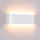 Lightess LED Wandlampe Innen Wandleuchte Weiß Lampe Wand Up Down Licht Flach Wandbeleuchtung Warmweiss Treppenhuas Beleuchtung IP44 Flurlampen für Wohnzimmer Schlafzimmer Flur aus Aluminium