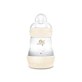 MAM Easy Start Anti-Colic Babyflasche (160 ml), Milchflasche für die Kombination mit dem Stillen, Baby Trinkflasche mit Bodenventil gegen Koliken & Sauger Größe 1, 0+ Monate, Robbe/beige/zartrosa