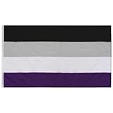 TRIXES Asexuelle Flagge – LGBTQ+ Pride Flags Innen & Außen Ace Zubehör – Aufhängen an einem Fahnenmast, Verwendung für ein Festival, Pride Events, Wanddekoration – 1,5 x 0,9 m Schwarz Grau Weiß & Lila