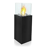 NAIZY Bioethanol Kamin Indoor Outdoor Feuersäule mit Edelstahl Sockel & Gehärtetes Glas & Explosionsgeschützter Stein Stand-Etanol-Kamin Tischkamin Tischfeuer, für Deko (Typ H)