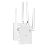 Aenxwa WLAN-Extender-Signalverstärker für bis zu 6.000 m² und 60 Geräte, WLAN Verstärker mit großer Reichweite und Ethernet-Anschluss, Zugangspunkt, 1-Tasten-Einrichtung