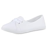 VAN HILL Damen Sportliche Ballerinas Flach Basic Bequem Schuhe 215862 Weiss 37