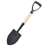 Gärtnerspaten Stahl BAU Garten Spaten Schaufel Aus Um Graben Metall mit Holzstiel und Griff (Mini Spaten-Schaufel 67cm mit Trittkante und D-Griff)