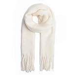stylx Damen Web Strickschal UNI FARBEN und langen dicken FRANSEN, warmer Winter, Stola (UNI weiß)