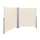 SVITA Doppelseitenmarkise ausziehbar freistehend Sichtschutz 600x180 cm Beige