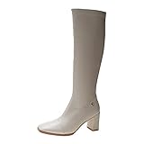 Winter warme und praktische Schuhe Damenschuhe Kniehohe Damen Reißverschluss Wintermode Stiefel High Heels Plateaupumpen Motorradschuhe warme Schneedame