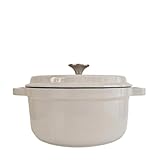 Emaillierter Suppentopf 24 cm klassische Topfserie, Gusseisentopf, Brottopf, Backofen, Gasherd, Induktionsherd usw(Grey)