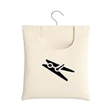 kelav Wäscheklammerbeutel mit Muster, 32 x 28cm Wiederverwendbar Leinen Wäscheklammerbeutel mit Haken, Wäscheklammersack zum Aufhängen bis zu 100 Wäscheklammern Beutel aus Segeltuch für Zuhause