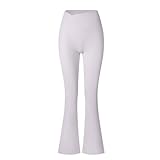 JPXJGT Women's High Waist Cross Flared Yoga Leggings Sportswear for Running Training Gym Workouts Athletic Fitness Pants(Size:S,Color:Weiß)