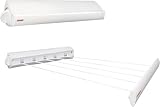 Leifheit Wandtrockner Rollfix 210 Longline, 21m Wäscheleine für 2 Waschmaschinenladungen, ausziehbarer Wäscheständer, platzsparender Trockner, Wäschereck mit Wandmontage, Wäschetrockner für die Wand