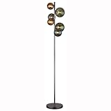 Stehlampe Stehleuchte Beistellleuchte Standlampe Schlafzimmerleuchte Wohnzimmerlampe, Metall Glas grau grün, 6 Flammig G9, LED 3,5W 350Lm 3000K warmweiß, H 155 cm