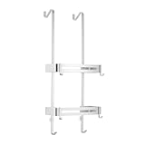 NizerOvertheDoor Duschregal mit 2 Ebenen, zum Aufhängen an der Tür, mit Haken, NoDrill Badezimmer-Aufbewahrungsregal, Schwarz/Silber, ideal für Spa-Like-Duschen und platzsparend