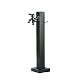 Schwarz Wassersäule Garten Wasserzapfsäule Edelstahl Frostsicherer Außenwasserhahn Wasserzapfstelle Auslaufhahn Wasserentnahmestelle(Color:Square colum wit dual faucet,Size:60cm)