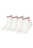 Tommy Hilfiger Unisex Quarter Socken im Retro Design knöchelhoch 4-er Pack, Farbe:Weiss, Socken & Strümpfe:39-42