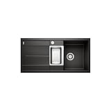 BLANCO METRA 6 S | Granitspüle aus SILGRANIT schwarz | Einbauart: Einbau von Oben | reversibel | für 60 cm breite Unterschränke | Großes Becken | Reinigungsfreundliche Öberfläche | [100x50x20 cm]