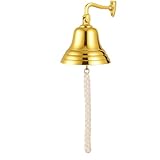 Assorted Collections Messingglocke mit Holzgriff | Glocke der letzten Bestellung mit Metallklöppel | Ideal für Hotel, Rezeption, Abendessen, Bibliothek, Pub, Schule | Klassisches Glockenspiel