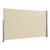 SVITA Seitenmarkise ausziehbar Sichtschutz Balkonmarkise Sichtschutz Sonnenschutz UV50+Terrasse 300x200cm Beige