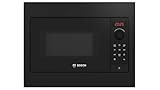 Bosch BFL523MB4 Serie 2 Einbau-Mikrowelle, 38 x 50 cm, 20 L, 800W, Drehteller 27 cm, AutoPilot 7 Programme, LED-Display, QuickStart, hydrolytische Reinigung, Schwarzglas