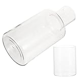 TOGEVAL Klarglas Wasserkaraffe mit Glasbecher Große Kapazität Hitzebeständig für Schlafzimmer Nachttisch und Zuhause Transparenter Karaffen für Wasser Saft Kalte Getränke