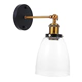 SEWACC Moderne Nordic Wandlampe Schlafzimmer Wandleuchte Bedside Light Glaslampenschirm Transparent ohne Leuchtmittel für Flur Balkon Beleuchtung