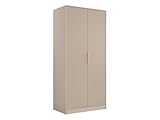 Mirjan24 Kleiderschrank Tireno 2D, Drehtürenschrank mit Kleiderstange und 6 Fächer, Elegantes Garderobenschrank, Dielenschrank (Sandbeige)