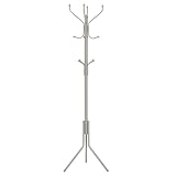 SONGMICS Garderobenständer aus Metall, stabiler Kleiderständer, Garderobe, für Kleidung, Taschen und Hüte, Höhe 182 cm, mit 12 Haken, cappuccinobeige RCR019K01