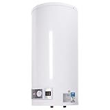 Konfiur 80L 2KW Elektrischer Warmwasserspeicher, IPX4 Warmwasserboiler Durchlauferhitzer Wasserbereiter Gerät + Duschset, Temperaturregelbereich: 25-75 ℃, Boiler 71 * 34 cm Weiß