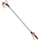 Restmo Langer Teleskop Gießstab 92-152 cm, Lang Gartenbrause Metall mit 180° schwenkbaren Kopf, 7 Sprühmustern, Durchflusskontrolle, Bewässerung Zauberstab zum Blumenampeln und Sträucher, Orange