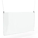 Betriebsausstattung24 Spuckschutz zum Aufhängen inkl. Abhängeset - Acrylglas - 100,0 x 60,0 cm - Hustenschutz - Virenschutz zur Deckenmontage