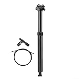 Eawfgtuw Fahrrad-Sattelstütze, 30,9 mm, interne Kabelführung, Aluminiumlegierung, Mountainbike, Teleskop-Sattelstütze mit Fernbedienung, höhenverstellbar, schwarz, 425 mm