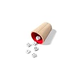 Würfelbecher Leder mit Filz und Würfel - Hochwertig & Leise - Echtleder Kniffelbecher (Rot)