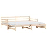 vidaXL Tagesbett, Ausziehbar Schlafsofa mit Stauraum, Bettsofa Gästebett für Schlafzimmer Wohnzimmer, Sofa Bett Ausziehbett, 90x200 cm Massivholz Kiefer