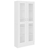 vidaXL Vitrinenschrank Bücherschrank Aktenschrank Büroschrank Vitrine Schrank Bücherregal Standvitrine Weiß 82,5x30,5x185,5cm Holzwerkstoff