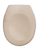 WENKO WC-Sitz Mod. Bergamo antibakteriell Duroplast Kratzfest bruchsicher mit rostfreier Fix-Clip Edelstahl-Befestigung Maße 35 x 44,4 cm Farbe beige