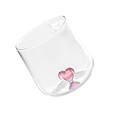 TOYANDONA Herzförmiges Glas, Rosa Glaswaren, Niedliches Cocktailglas, Wasserglas, Paargläser für Küche, Tee- Und Milchbehälter