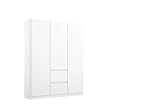 Rauch Möbel Nidda, Drehtürenschrank mit 2 Schubkästen, Kleiderschrank weiß, Kleiderschränke, Garderobe, Schrank, 3-türig, grifflos mit Push-to-Open-Funktion, Farbe Alpinweiß, 136x197x54cm