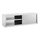 Royal Catering RCSSWC-200X45-S Edelstahl Hängeschrank 200 x 45 cm 30 kg Küchen Hängeschrank Wandhängeschrank Hängeoberschrank