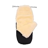 Merauno® Baby Lammfellfußsack Kinderwagen Fellsack Kuscheliger Buggy Kinderwagen-Fußsack Wind-und Wasserdicht Thermoregulierend Rundum-Reißverschluss 95×40cm (Schwarze Melange)