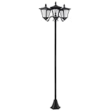 Outsunny Solar Gartenlaterne mit 3 flammig Laterne Mast aus Edelstahl Solarlaterne mit LED 120 Lumen 51,5x47x182,5cm Wegeleuchte IP44 für Garten Balkon Schwarz