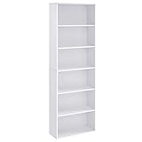 VASAGLE Bücherregal, mit 6 Ebenen, Standregal, Aufbewahrungsregal, für Wohnzimmer, Büro, Schlafzimmer, Arbeitszimmer, skandinavischer Stil, skandinavischer Stil, 24 x 60 x 178,5 cm, weiß LBC169T14