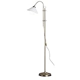 Globo Standleuchte mit Fernbedienung Stehlampe höhenverstellbar Bogenlampe dimmbar, Metall altmessing, Kabelschalter, 8,5W 806Lm warmweiß, H 145-170 cm